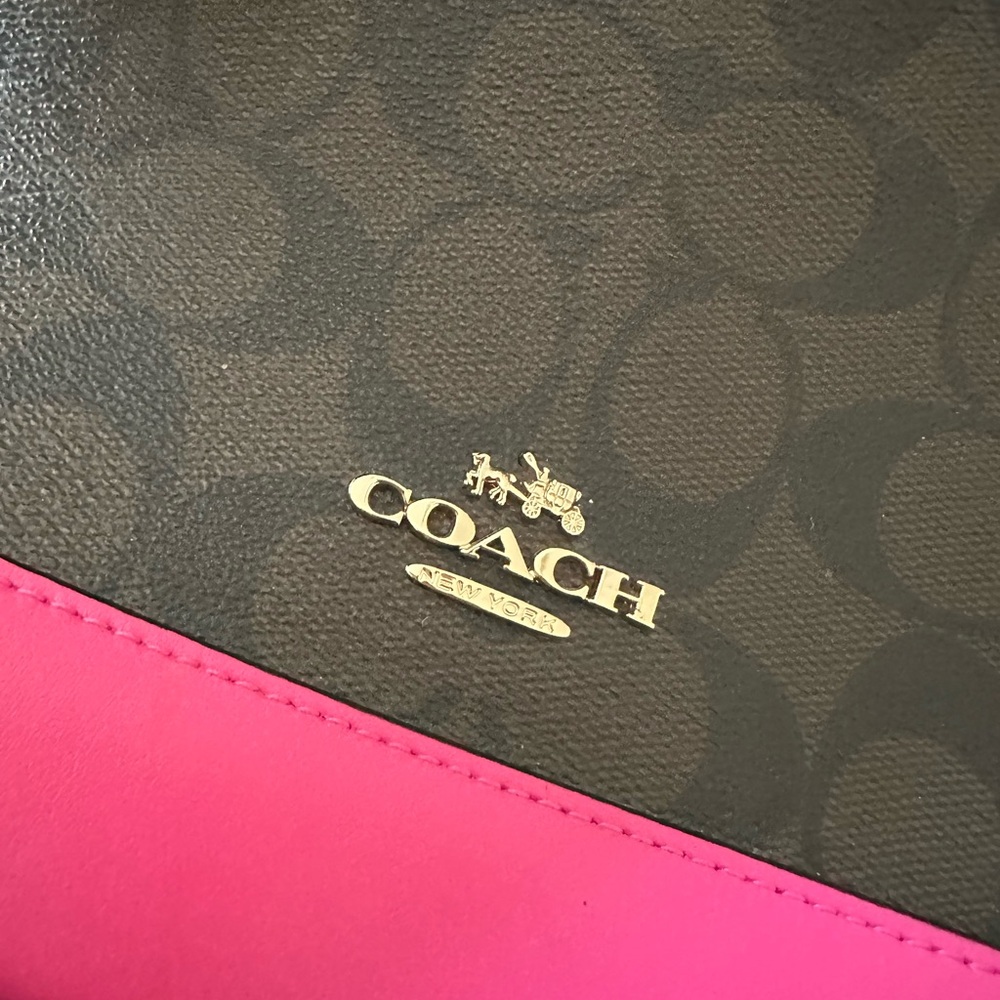 Coach Signature Brown and Pink Satchel - Picture 3 of 11